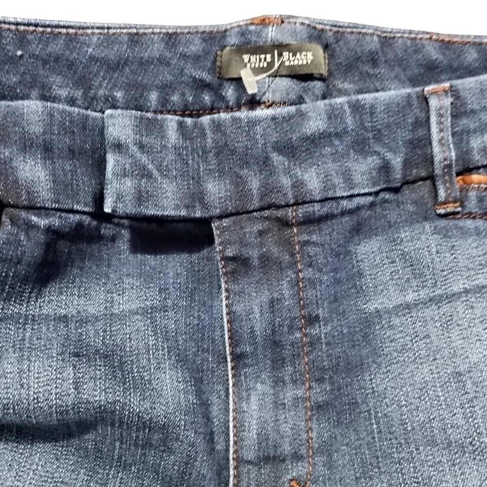 WHBM The Saint Honore Collection‎ Leather Trim Skinny Crop Girlfriend Jean Sz 14